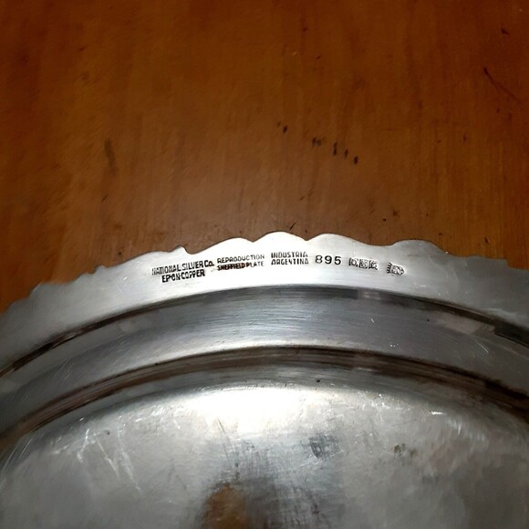 Vintage Silverplate National Silver heavy ornate 10" tray #895 shabby cottage - Picture 3 of 4